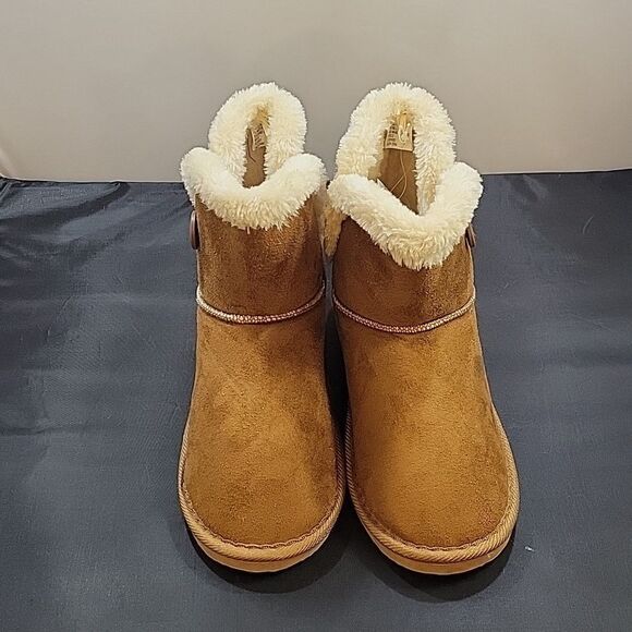 BRAND NEW JUST BE LADIES COG FAUX SUEDE ROUND TOE FAUX FUR WOMEN"S BOOTIES - Picture 4 of 13